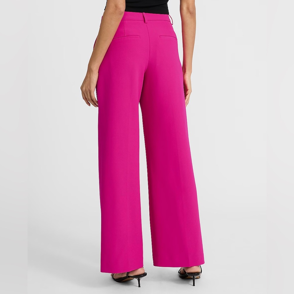 Express Editor Relaxed Mid Rise Trouser Pant Neon Berry Hot Pink Size 8 NWOT - Picture 2 of 14